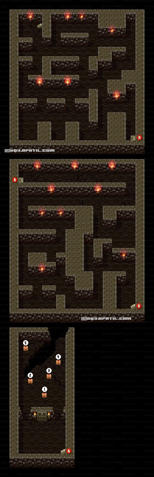 DRAGON QUEST 3 ／ドラゴンクエスト 3 攻略：ラダトーム北の洞窟 マップ画像
